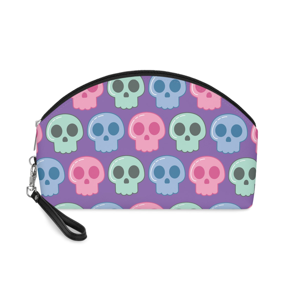Pastel Skulls Purple Halloween Travel Cosmetic Makeup Bag