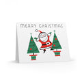 Merry Christmas Santa Trees Mid Century Retro Christmas Print Matte Greeting Cards (8, 16, and 24 pcs)