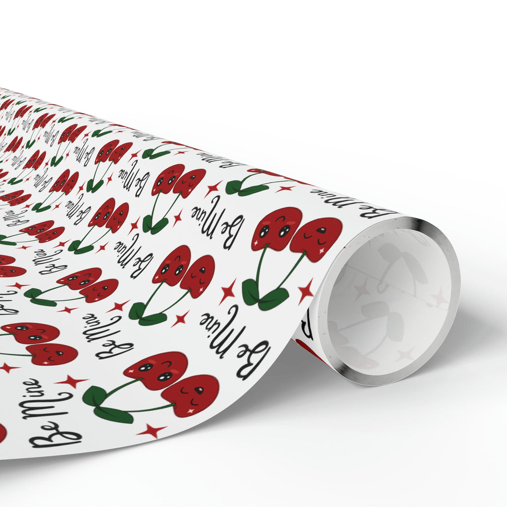 Retro Cherries Be Mine Gift Wrap - Romantic and Stylish Wrapping Paper