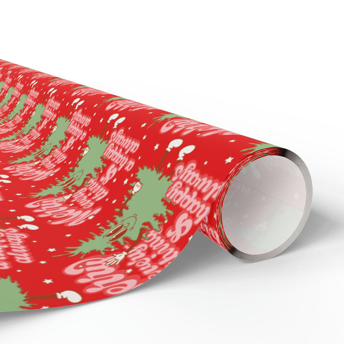 Merry Everything And Happy Always Cute Christmas Tree Retro Style Christmas Holiday Gift Wrap Paper - Glossy Or Matte