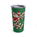 Hi Santa Candy Cane Retro Christmas Green Print Stainless Steel Tumbler 20oz