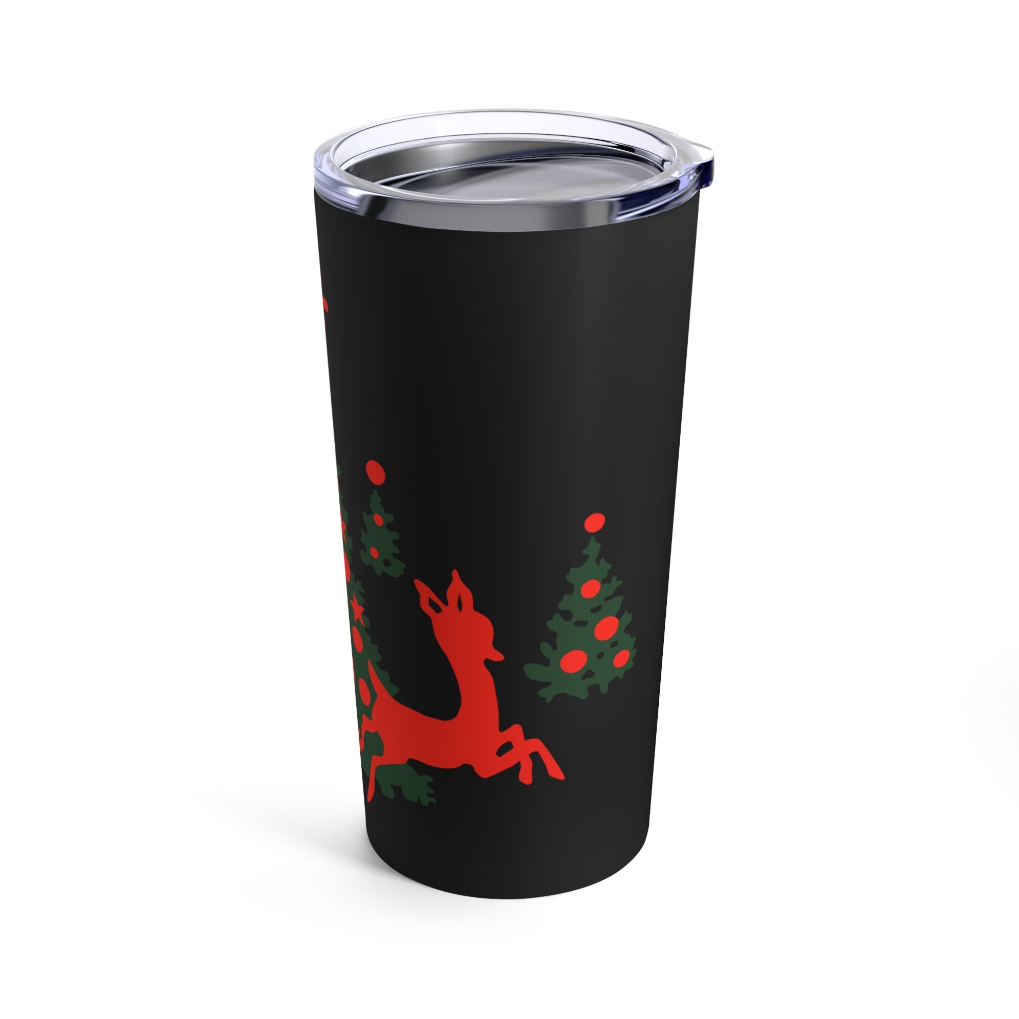Red Reindeer Christmas Trees Mid Century Retro Christmas Print Stainless Steel Tumbler 20oz
