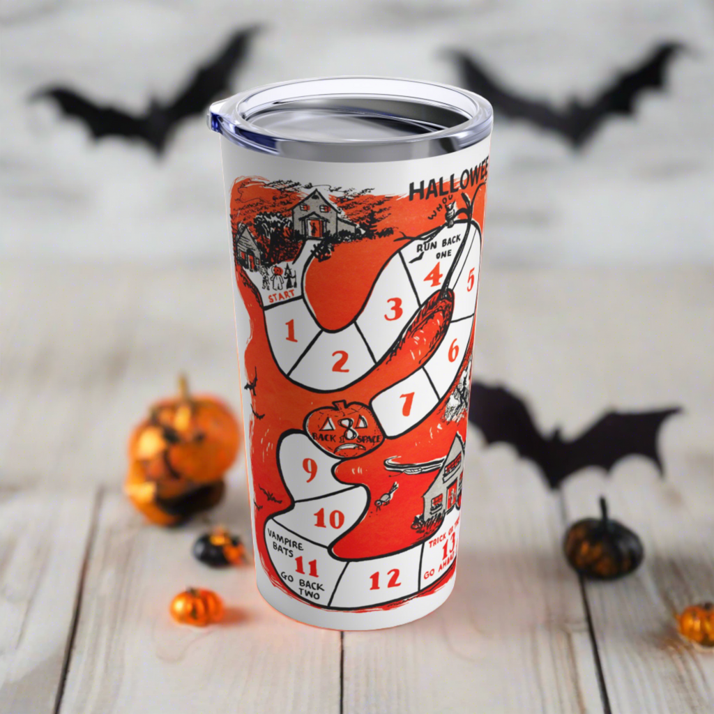Halloween Party Board Game Retro Halloween Print Stainless Steel Tumbler 20oz