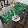 Merry Christmas Starburst Atomic Mid Century Retro Style Christmas Decor Green Cotton Poly Table Runner