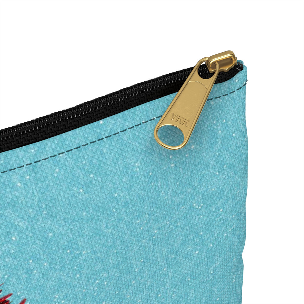 Merry Christmas Snowman Blue Mid Century Retro Christmas Print Polyester Accessory Pouch Travel Bag