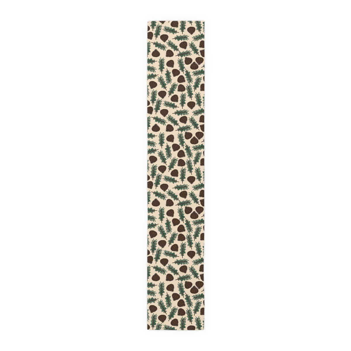 Pinecones With Sprigs Of Pine Cute Winter Christmas Print Home Decor Cotton Poly Table Runner