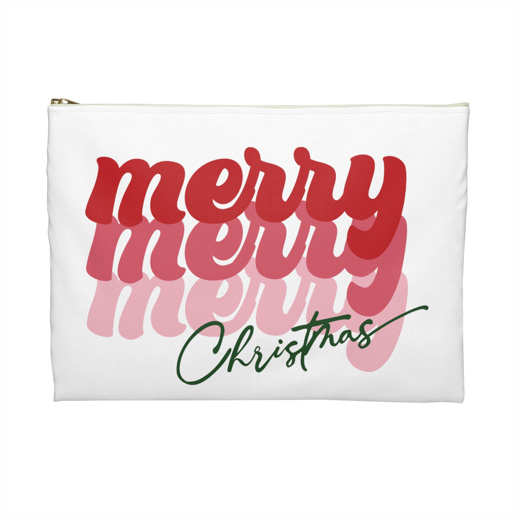 Merry Merry Merry Christmas Print Polyester Accessory Pouch Travel Bag