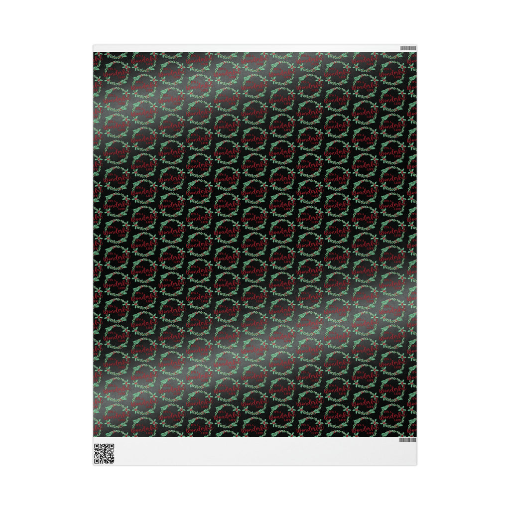 It's A Wonderful Life Christmas Wreath Black Retro Style Holiday Gift Wrap Paper - Glossy Or Matte