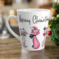 Merry Christmas Cats Midcentury Retro Latte Coffee Mug