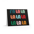 Fa La La La Retro Christmas Style Black Matte Greeting Cards (8, 16, and 24 pcs)