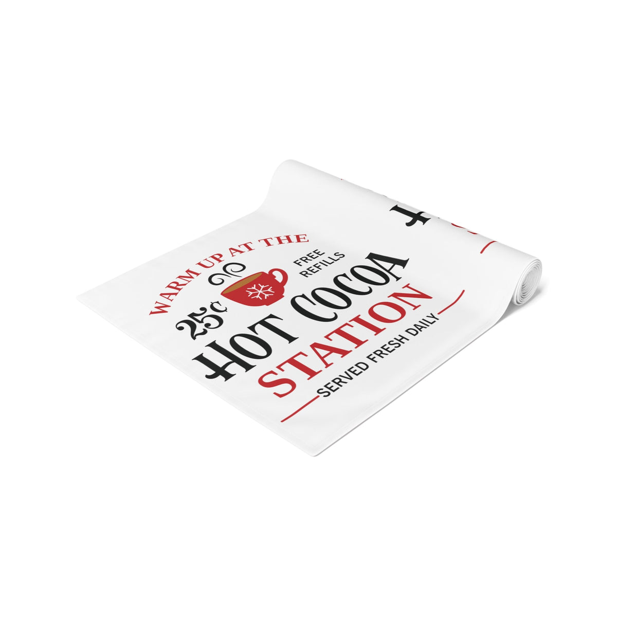 Warm Up At The Hot Cocoa Station Christmas Table Runner