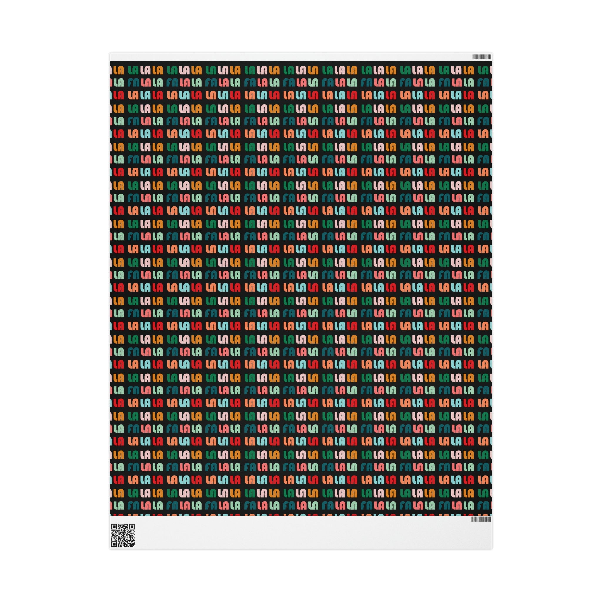 Fa La La La Black Retro Style Christmas Print Holiday Gift Wrap Paper - Glossy Or Matte