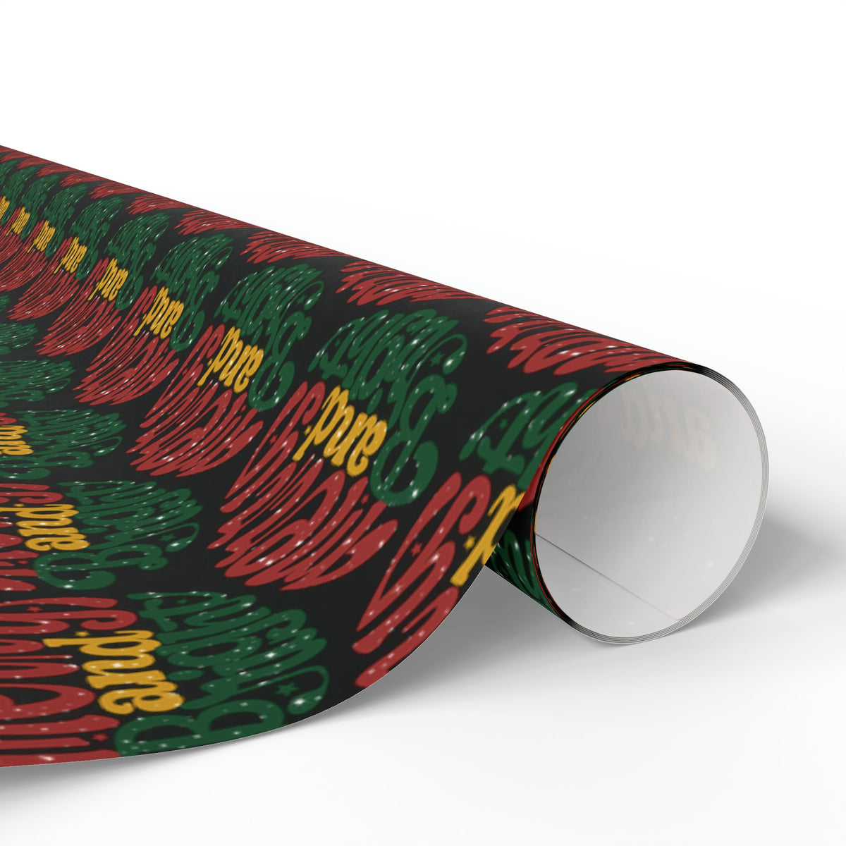 Merry And Bright Black Christmas Print Holiday Gift Wrap Paper - Glossy Or Matte