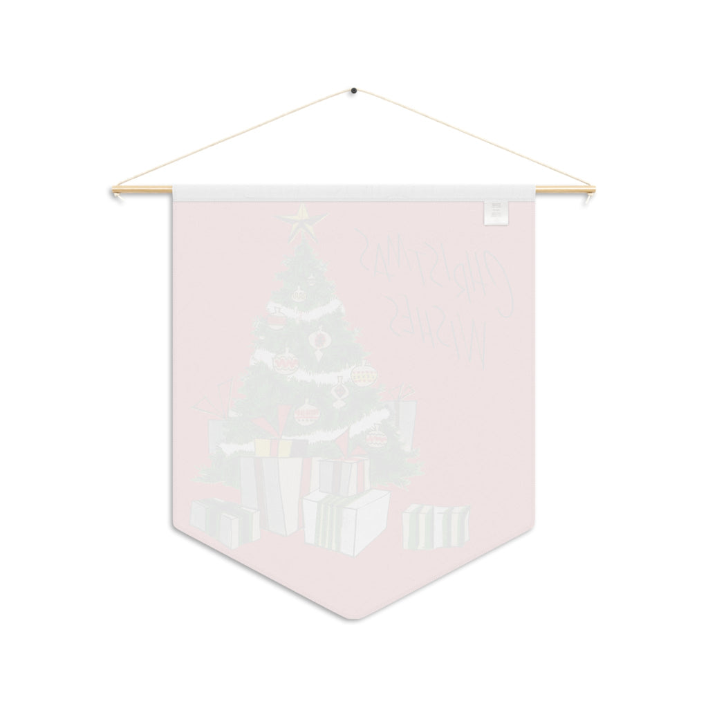Christmas Wishes Christmas Tree With Presents Mid Century Retro Christmas Print Wall Hanging Banner Flag
