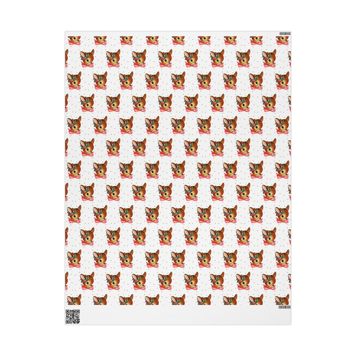 Reindeer Gold Stars Mid Century Retro Christmas Print Holiday Gift Wrap Paper - Glossy Or Matte