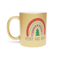 Merry And Bright Boho Rainbow Christmas Gold Metallic Mug