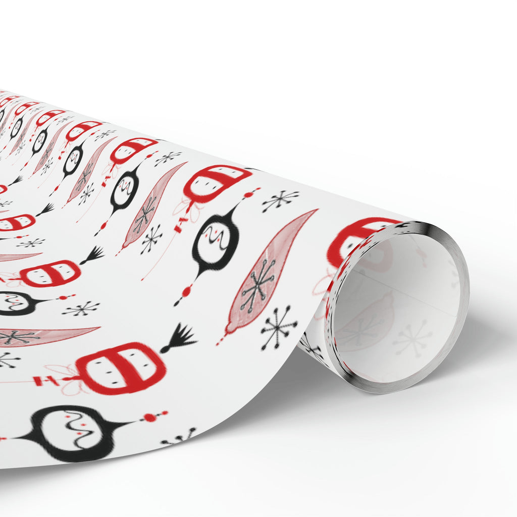 Retro Christmas Ornaments Mid Century Retro Christmas Print Holiday Gift Wrap Paper - Glossy Or Matte