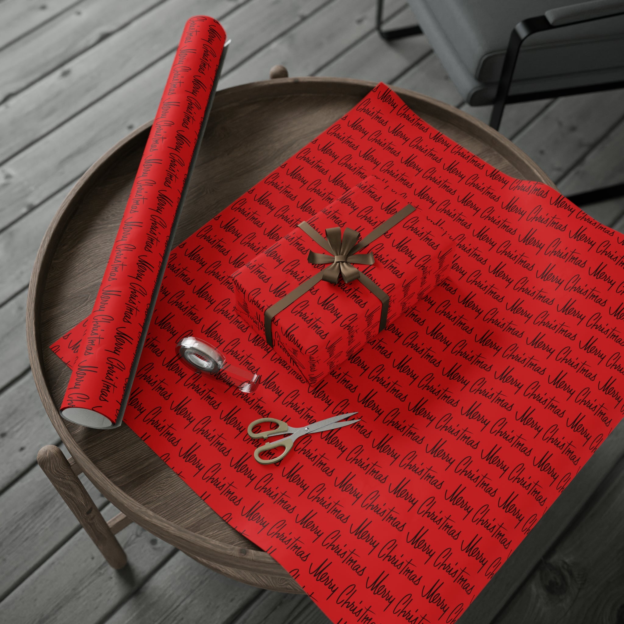 Merry Christmas Red Mid Century Retro Christmas Print Holiday Gift Wrap Paper - Glossy Or Matte