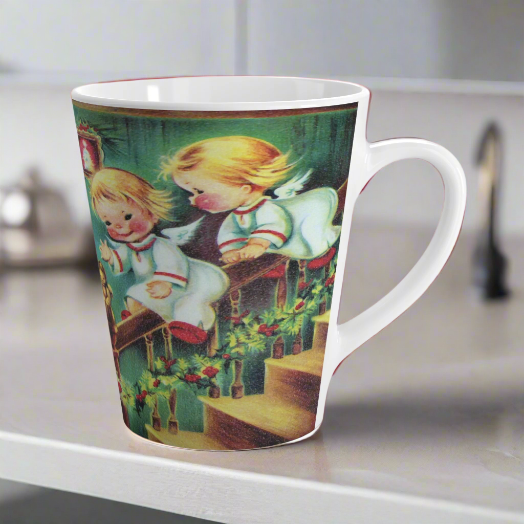 Little Christmas Angels Mid Century Retro Latte Coffee Mug