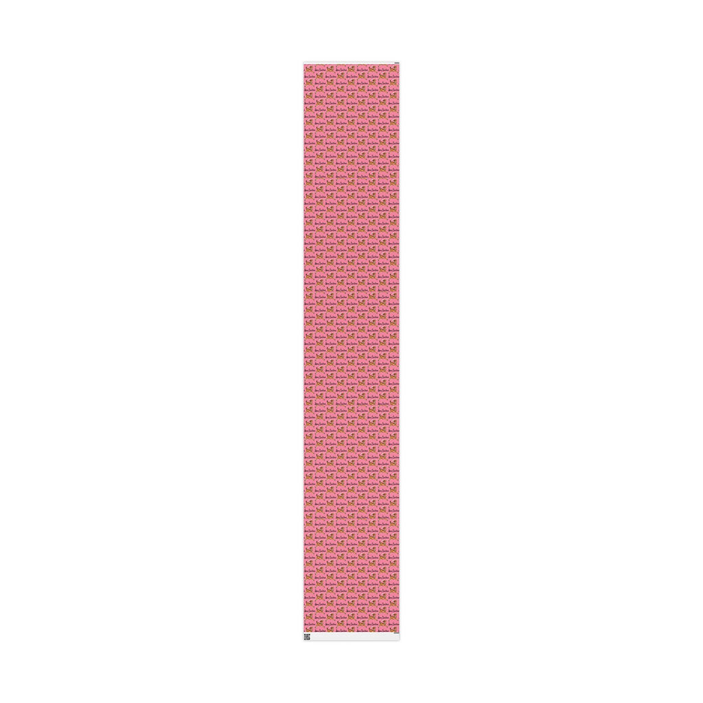 Merry Christmas Leaping Reindeer Pink Mid Century Retro Christmas Print Holiday Gift Wrap Paper - Glossy Or Matte