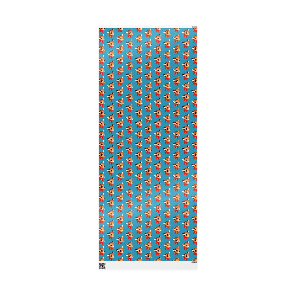 Reindeer With Bow Blue Mid Century Retro Christmas Print Holiday Gift Wrap Paper - Glossy Or Matte