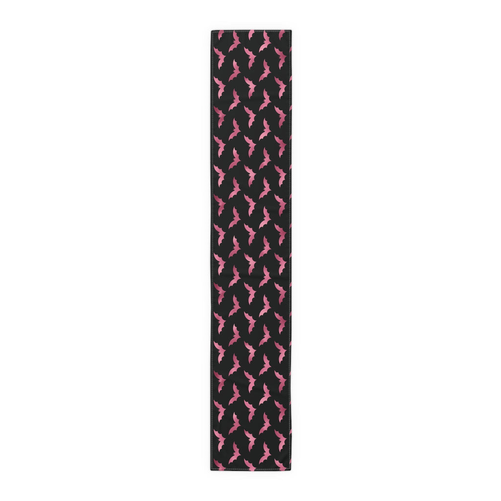 Pink Bats Halloween Decor Cotton Poly Table Runner