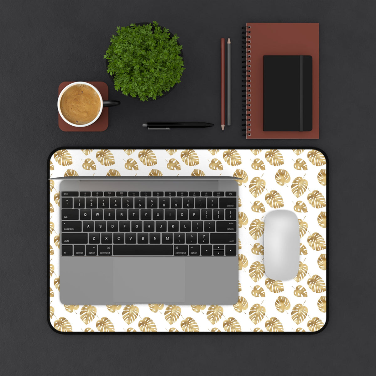 Gold Palm Leaves Desk Mat - 3 size options