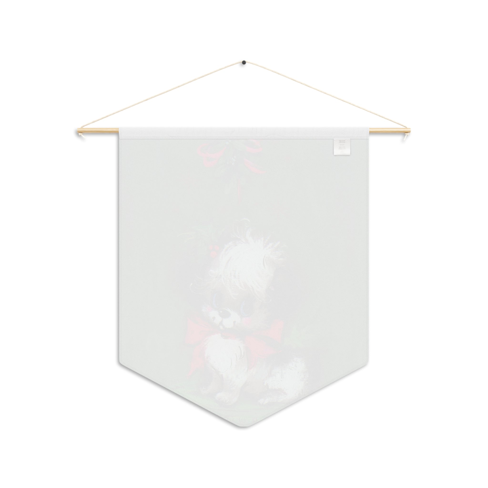 Christmas Puppy Under Mistletoe Mod Retro Christmas Print Wall Hanging Banner Flag