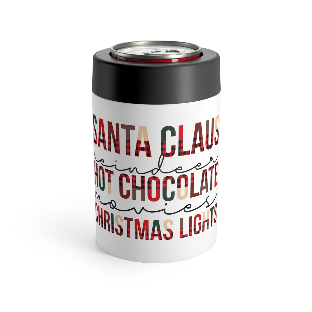 Santa Claus Reindeer Hot Chocolate Movies Christmas Lights Christmas Stainless Steel Can Holder