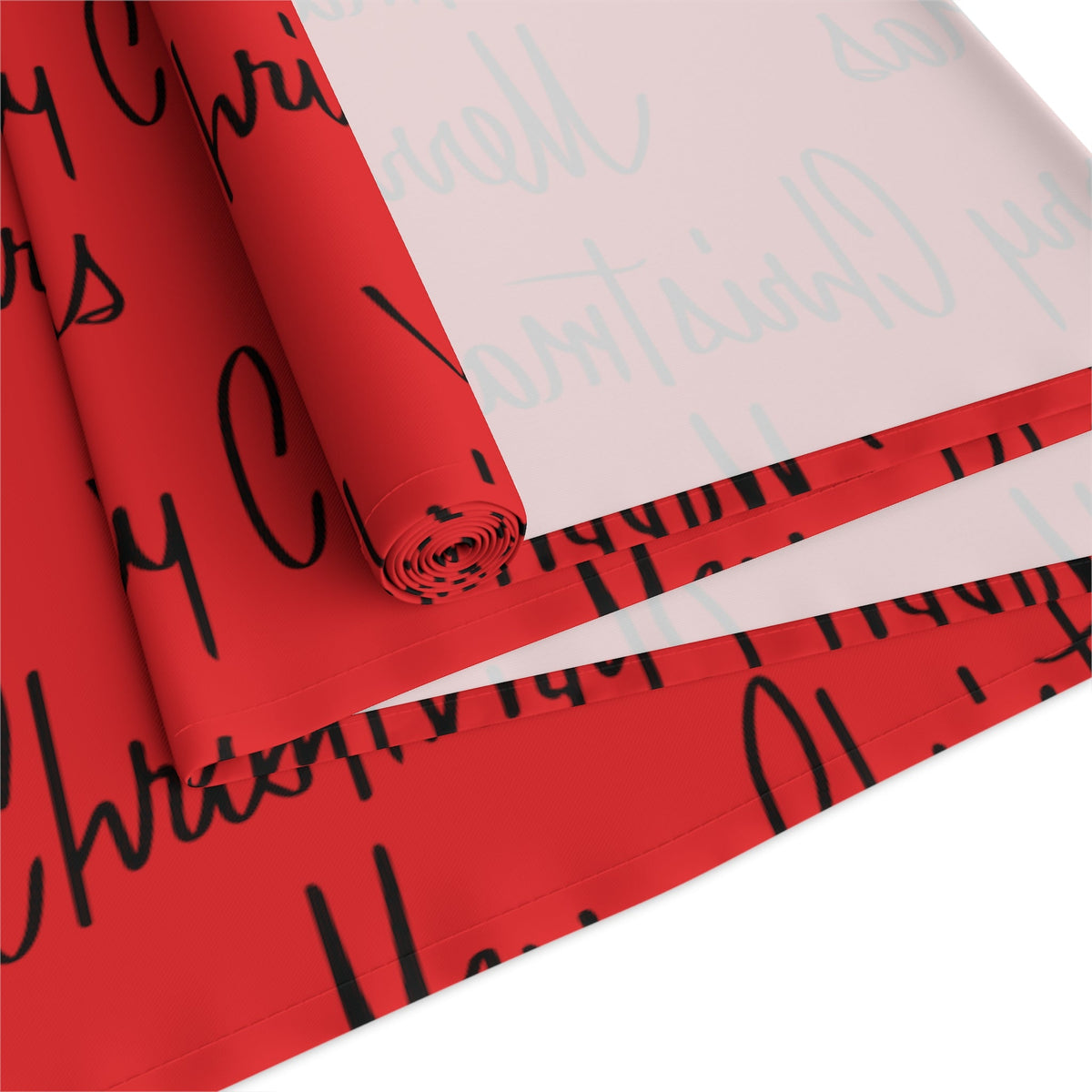 Merry Christmas Mid Century Retro Style Red Christmas Print Home Decor Cotton Poly Table Runner