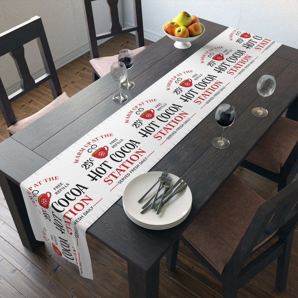 Warm Up At The Hot Cocoa Station Christmas Table Runner
