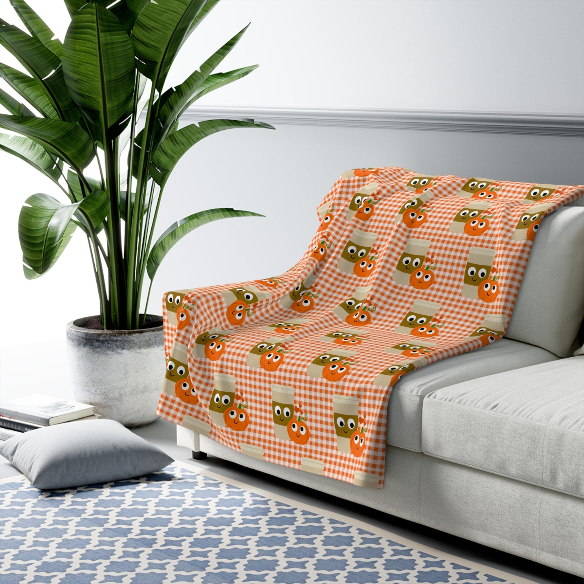 Pumpkin Spice Love Fall Autumn Sherpa Fleece Blanket