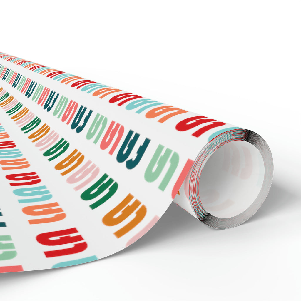 Fa La La La Retro Style Christmas Print Holiday Gift Wrap Paper - Glossy Or Matte