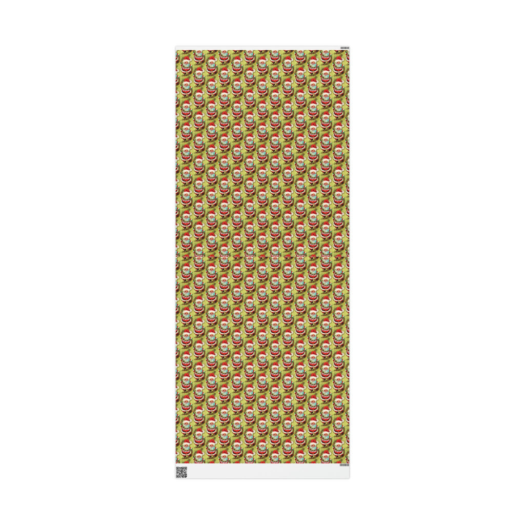Cute Dancing Santa With Garland Mod Mid Century Retro Christmas Print Holiday Gift Wrap Paper - Glossy Or Matte