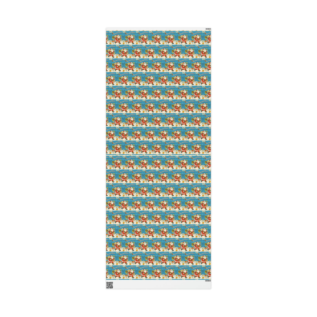Santa Claus Is Coming To Town Record Cover Mid Century Retro Christmas Print Holiday Gift Wrap Paper - Glossy Or Matte