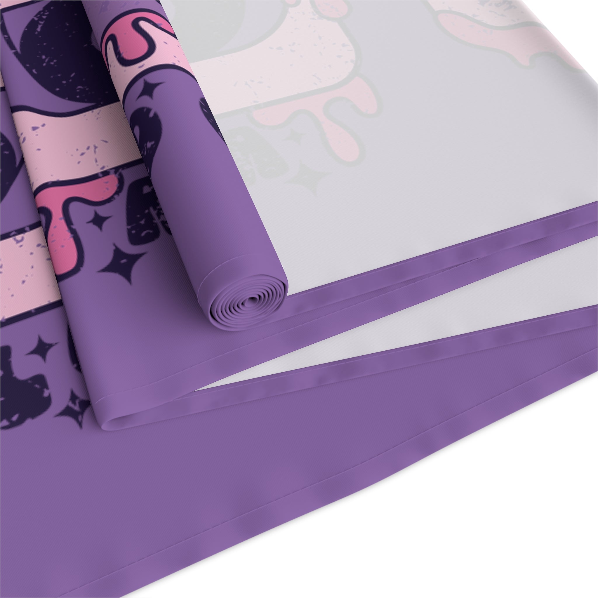 Horror Movies And Chill Distressed Halloween Purple Decor Cotton Poly Table Runner