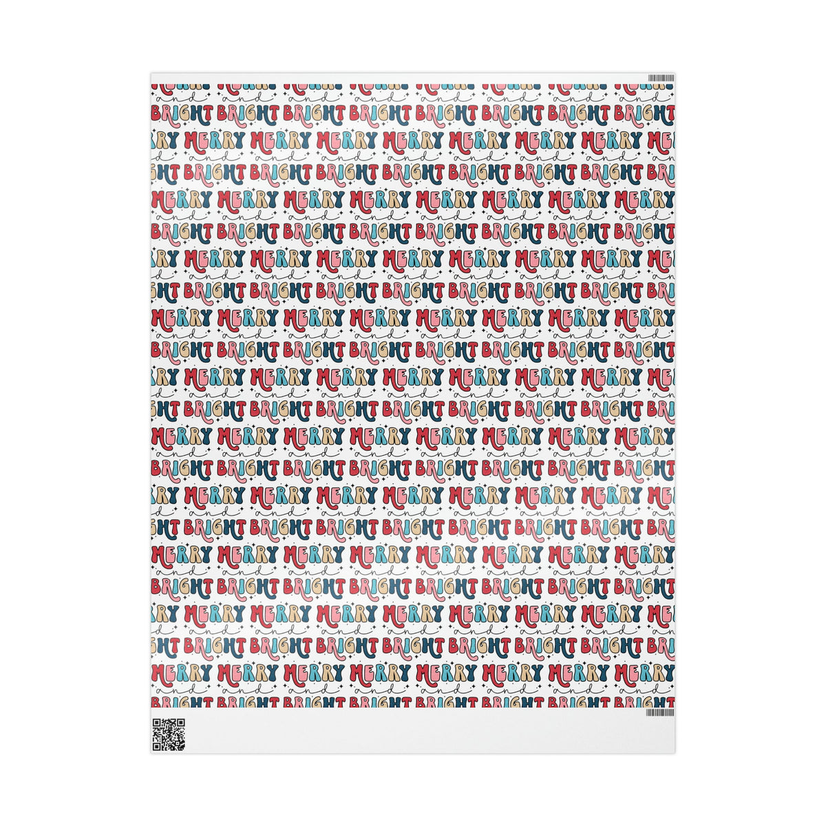Merry And Bright Retro Style Christmas Print Holiday Gift Wrap Paper - Glossy Or Matte