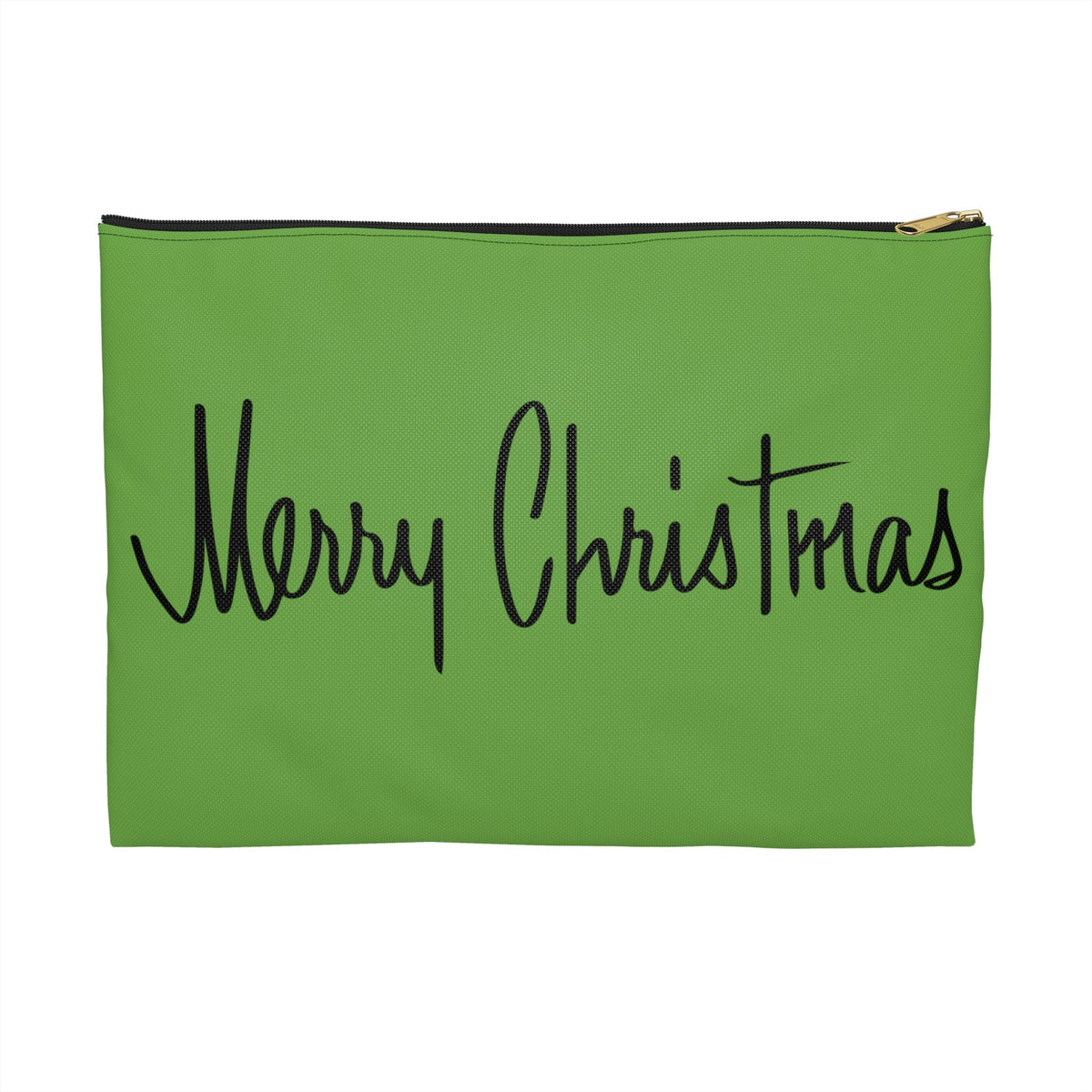Merry Christmas Green Mid Century Retro Christmas Print Polyester Accessory Travel Pouch