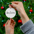 Merry Christmas Mid Century Retro Christmas Print Ceramic Ornament