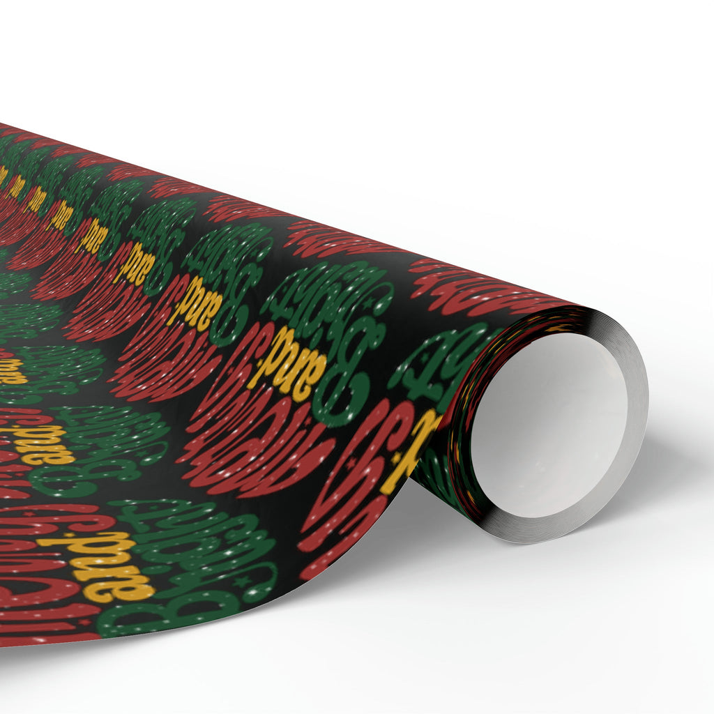 Merry And Bright Black Christmas Print Holiday Gift Wrap Paper - Glossy Or Matte