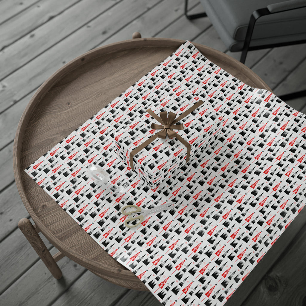 Retro Christmas Trees Mid Century Retro Christmas Print Holiday Gift Wrap Paper - Glossy Or Matte