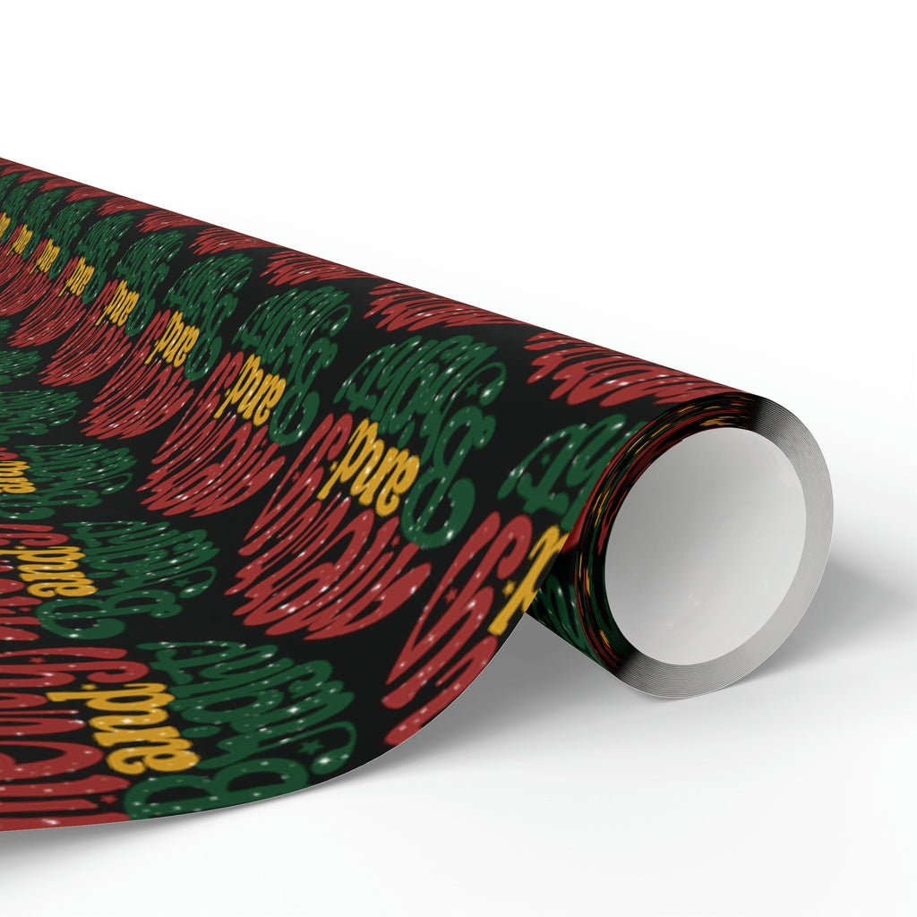 Merry And Bright Black Christmas Print Holiday Gift Wrap Paper - Glossy Or Matte