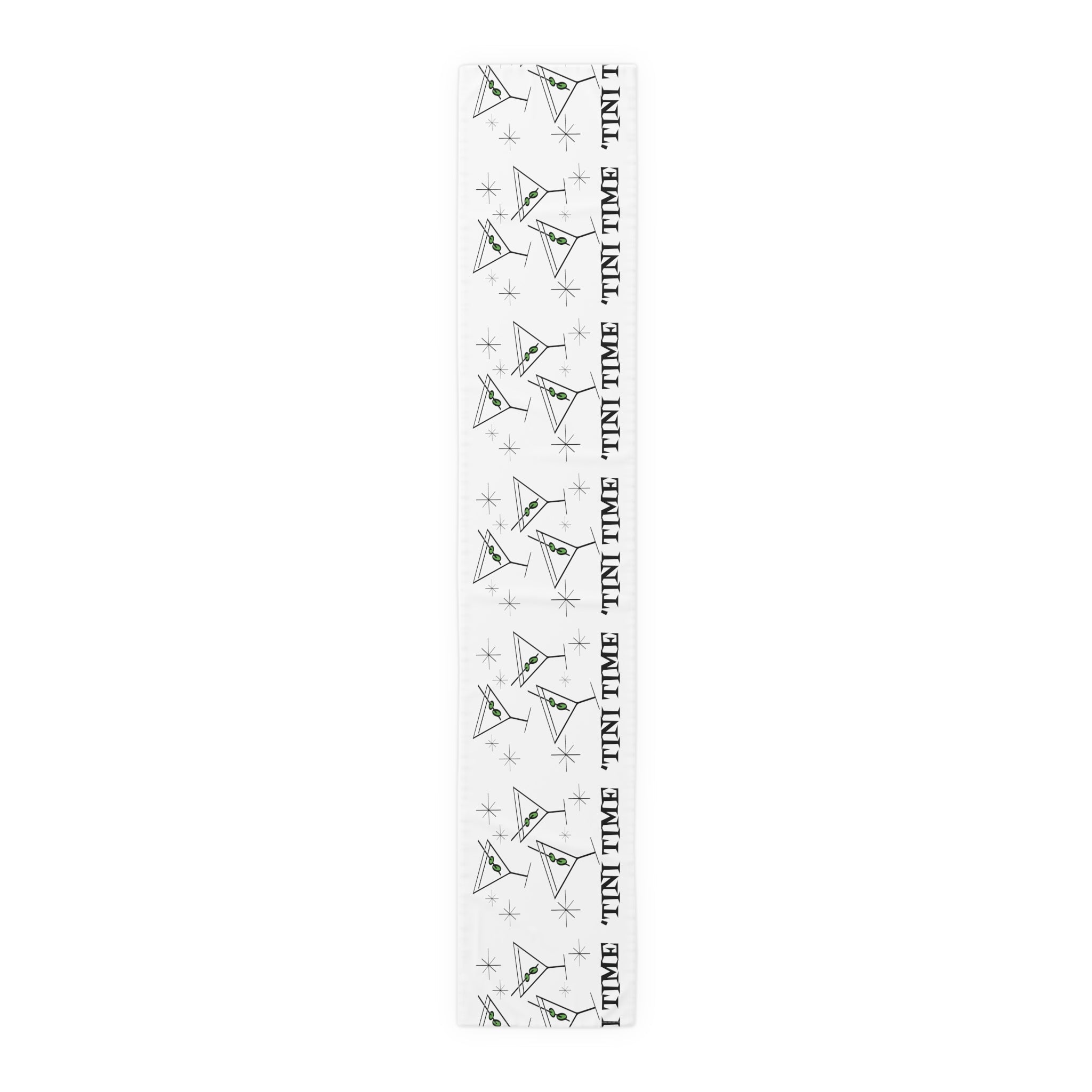 Tini Time Martini Cocktails Atomic Mid Century Retro Style Cotton Poly Table Runner