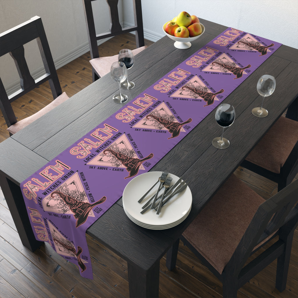 Salem Witches Union Halloween Fall Autumn Decor Purple Cotton Poly Table Runner