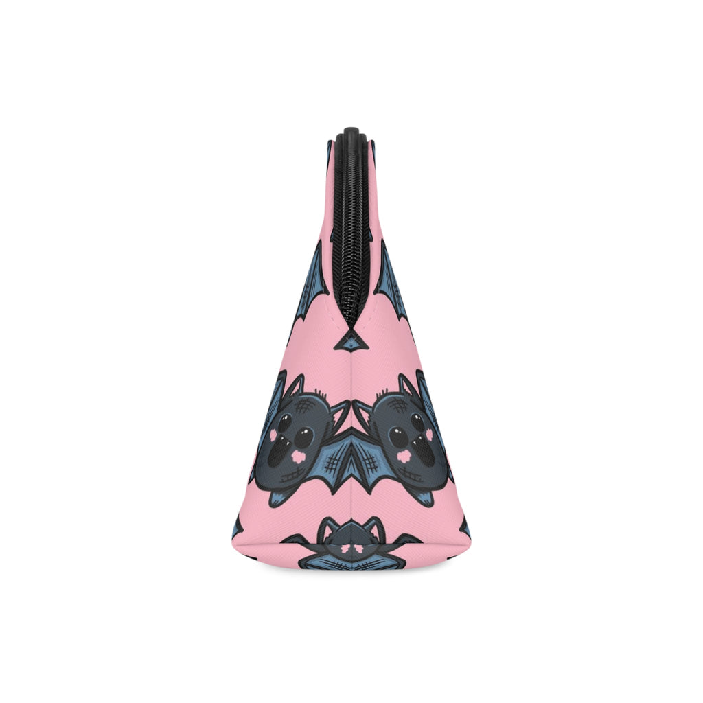 Cute Pink Bats Halloween Travel Cosmetic Makeup Bag