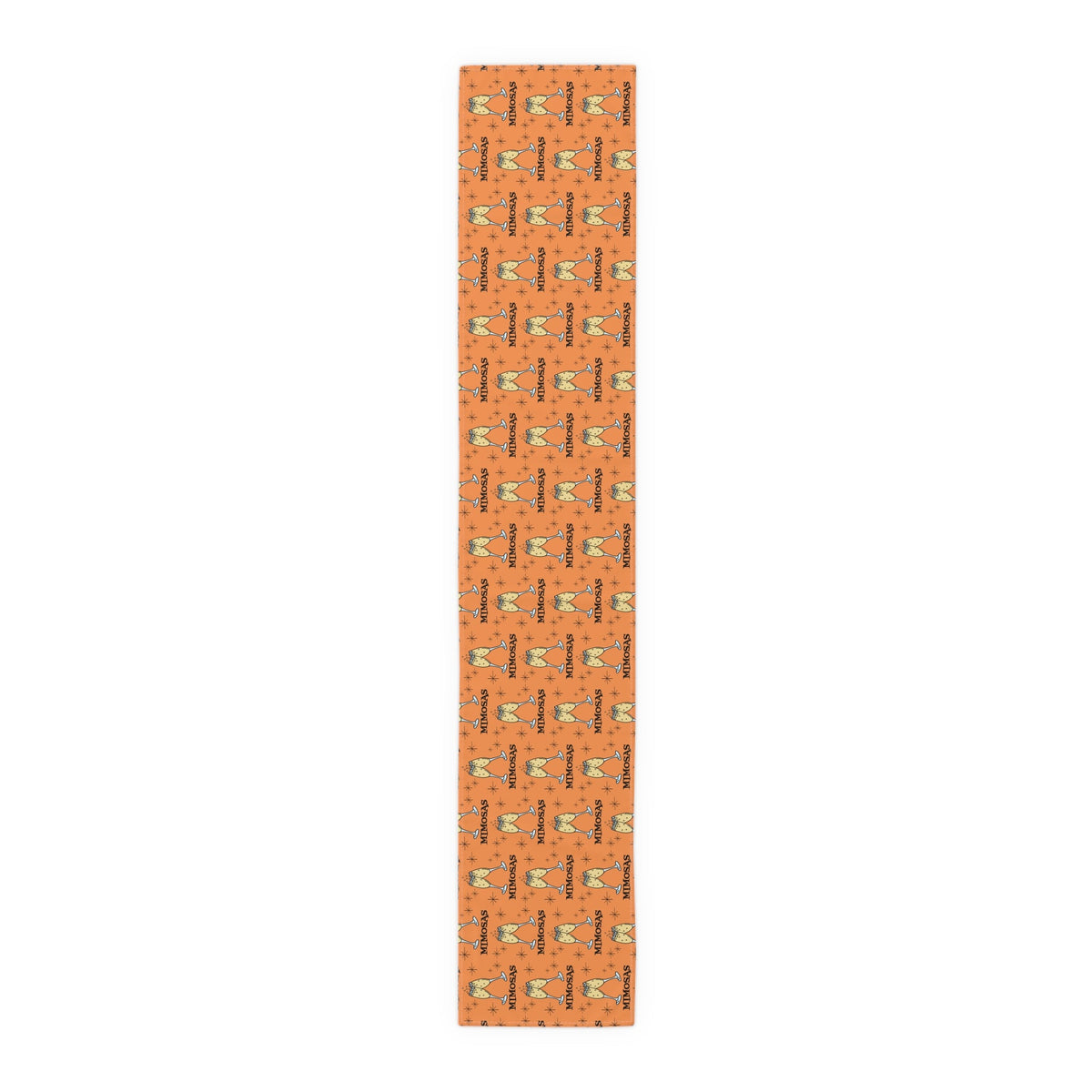 Mimosas Champagne Brunch Atomic Mid Century Orange Retro Style Decor Cotton Poly Table Runner