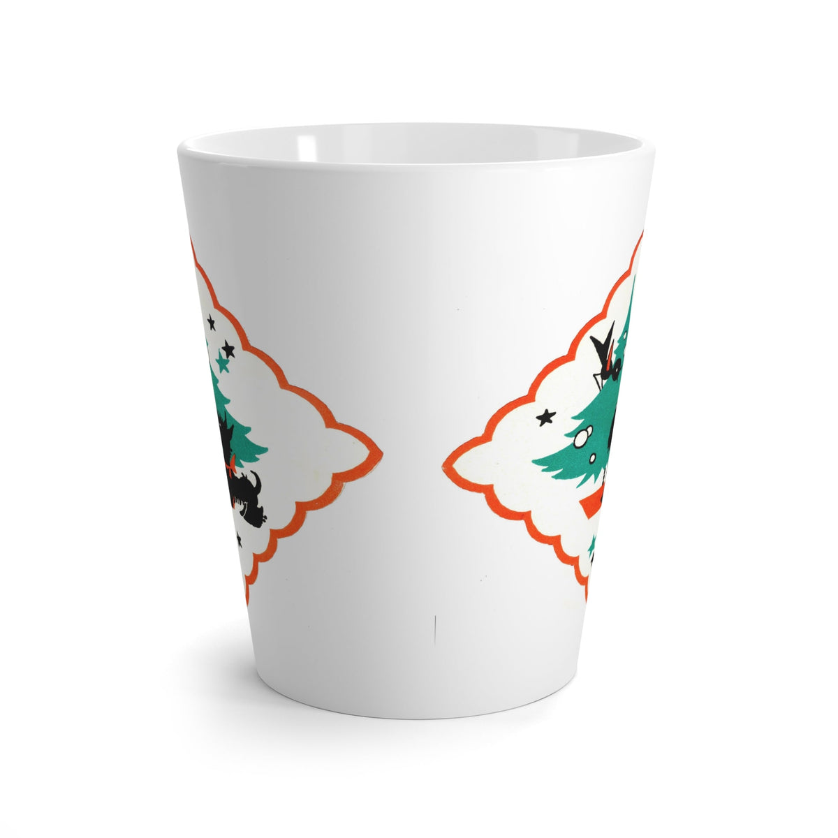 Christmas Scottie Dog Retro Christmas Print Latte Coffee Mug