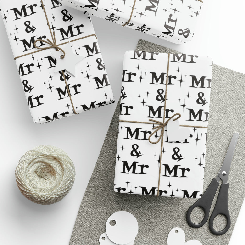 Mr. And Mr. Atomic Mid Century Retro Style Wedding Holiday Gift Wrap Paper - Glossy Or Matte