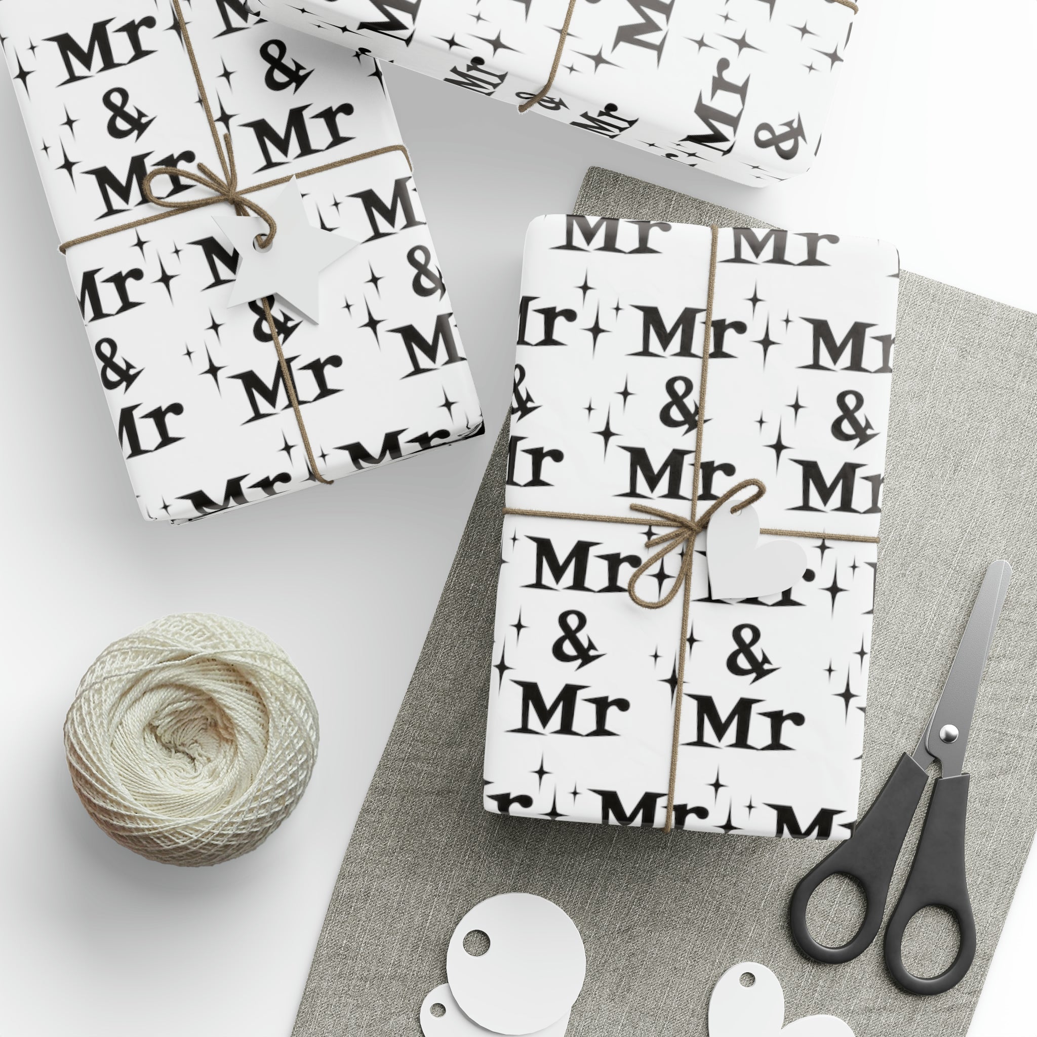 Mr. And Mr. Atomic Mid Century Retro Style Wedding Holiday Gift Wrap Paper - Glossy Or Matte