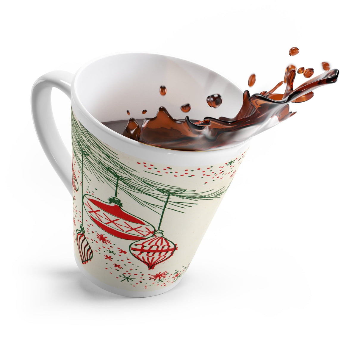 Christmas Ornaments Mid Century Retro Christmas Print Latte Coffee Mug